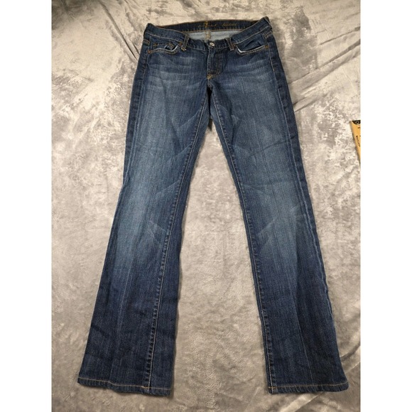 7 For All Mankind Bootcut Jeans Womens 28 Blue Denim Low Rise Made in USA - Picture 1 of 10